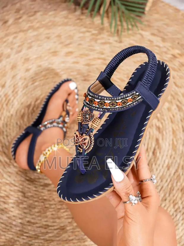 Green,Black,Blue Brawn Bohemian Ladies Sandals