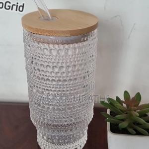 Crystal Smoothie Glass Bamboo Lid - main view
