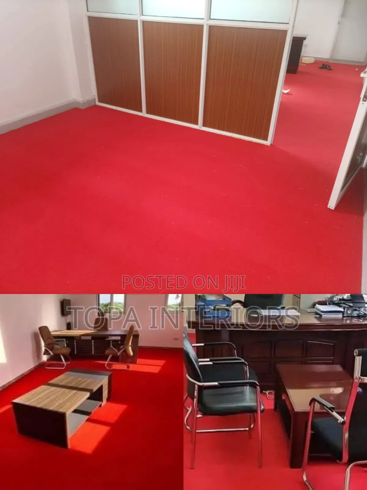 Seamless Look Red Office Carpets Covering the Whole Floor