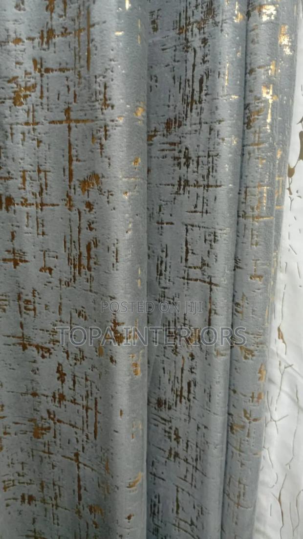 Grey Velvet Curtains With Gold Patterns