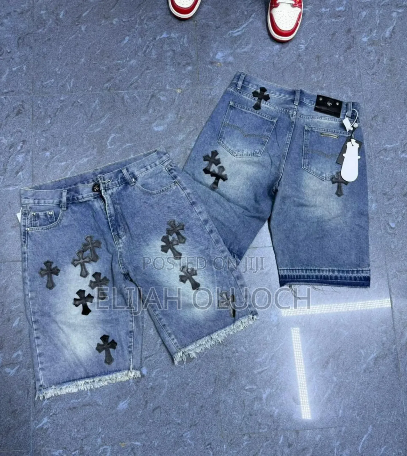 Chrome Hearts-Style Denim Shorts/Jorts