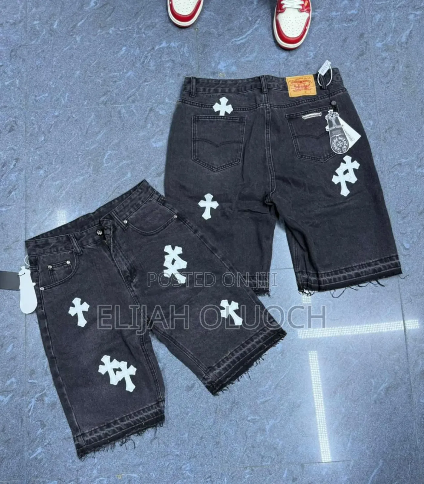 Chrome Hearts-Style Denim Shorts/Jorts