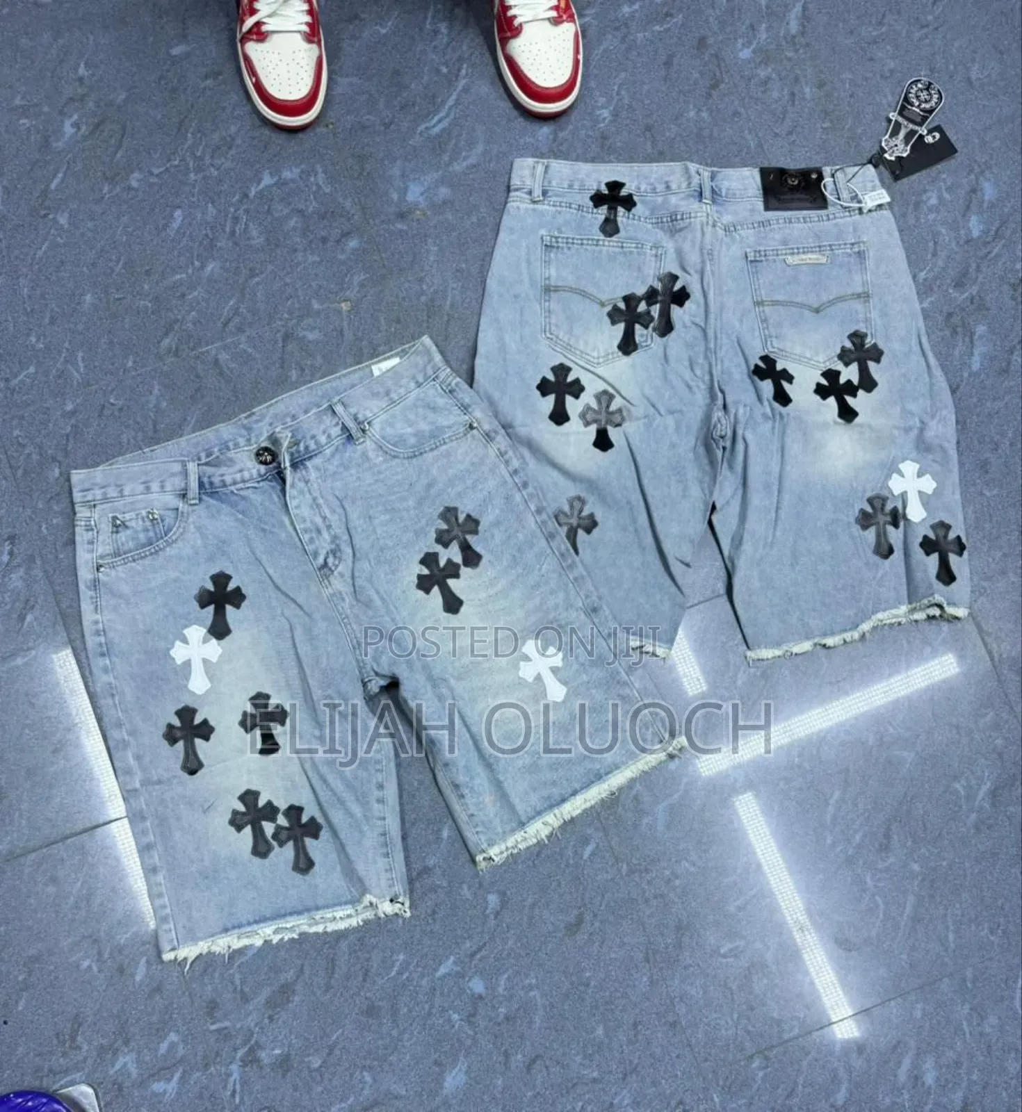 Chrome Hearts-Style Denim Shorts/Jorts