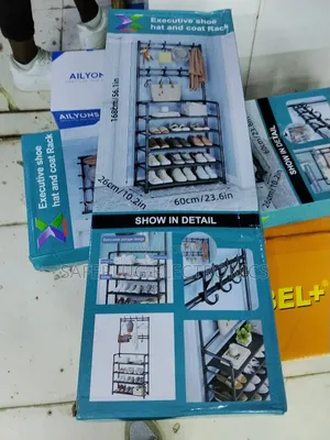 Shoe Rack + Coat Rack (8 Hooks) | Stainless Steel | Easy Assembly