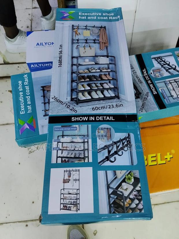 Shoe Coat Organizer (5 Shelves + 8 Hooks) | Anti-Rust | - main view