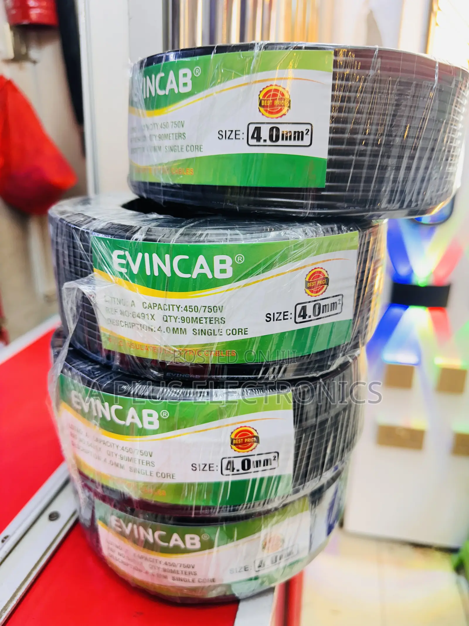 Evincab 4.0mm Single Core Cable 90m(Black) – Pure Original Copper