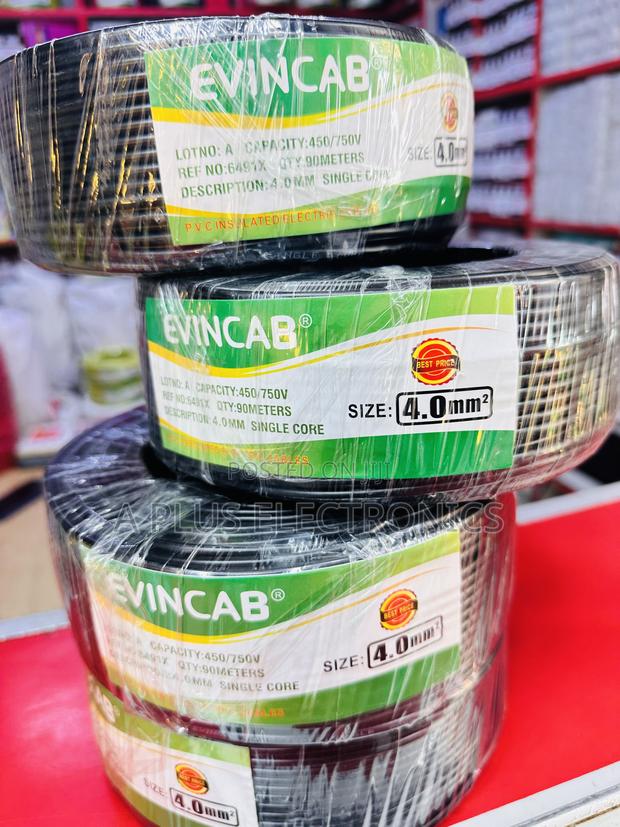 Evincab 4.0mm Single Core Cable 90m(Black) – Best for Wiring - thumbnail 2