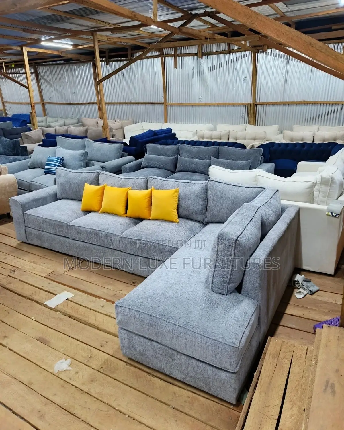 Dark Grey 7 Seater L Sofa