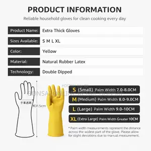 Yellow Latex Cleaning Gloves for Dishwashing and Household Tasks