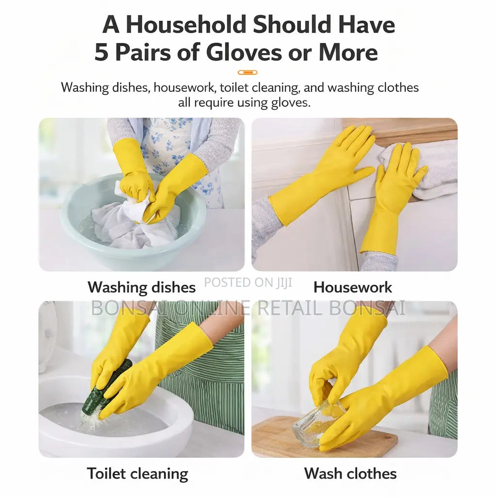 Yellow Latex Cleaning Gloves for Dishwashing and Household Tasks