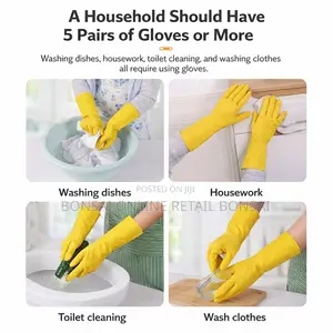 Yellow Latex Cleaning Gloves for Dishwashing and Household Tasks