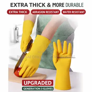 Yellow Latex Cleaning Gloves for Dishwashing and Household Tasks
