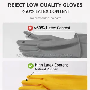 Yellow Latex Cleaning Gloves for Dishwashing and Household Tasks
