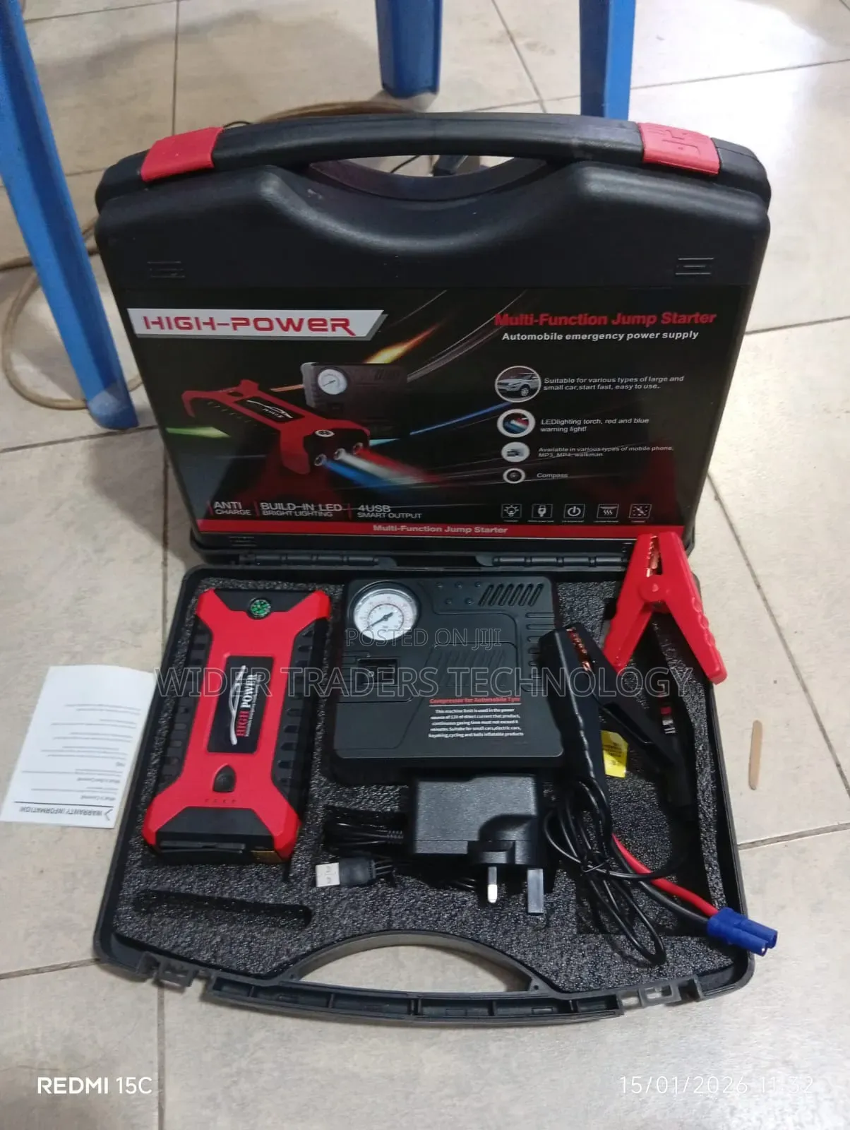 High Power Multi-Function Jump Starter Kit With an Air Compressor