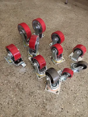 Heavy-duty Industrial Casters With Red Polyurethane On Cast Iron Wheel