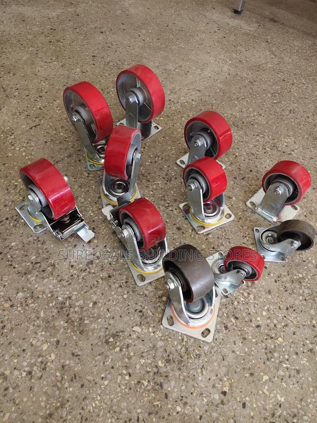 Heavy-duty Industrial Casters With Red Polyurethane On Cast Iron Wheel