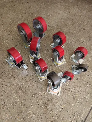 Heavy-duty Industrial Casters With Red Polyurethane On Cast Iron Wheel