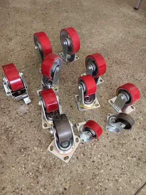 Heavy-duty Industrial Casters With Red Polyurethane On Cast Iron Wheel