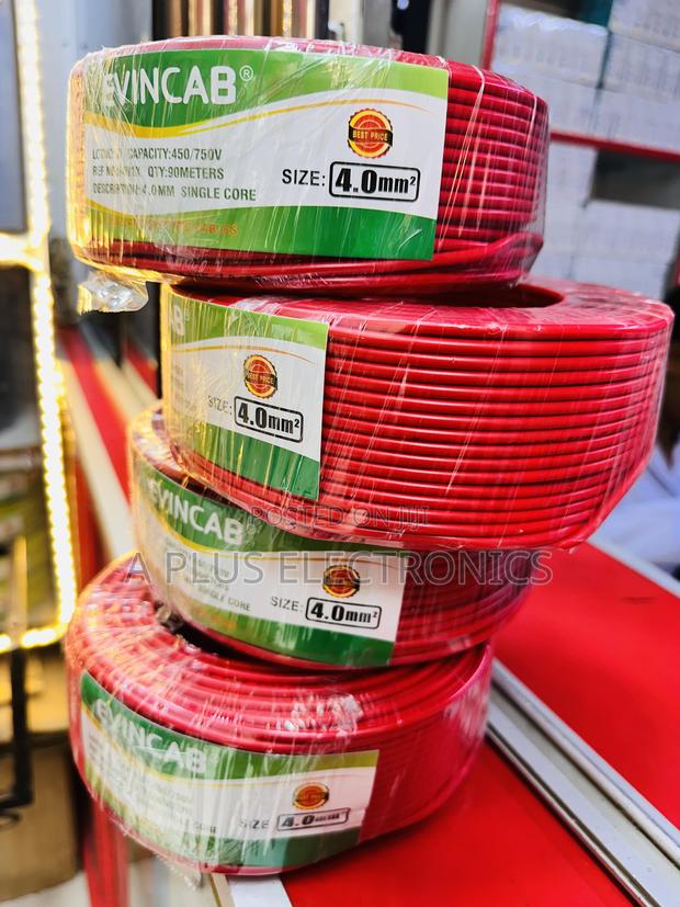 Evincab 4.0mm Single Core Wiring Cable 90m(Red) – Original Pure Copper - thumbnail 2