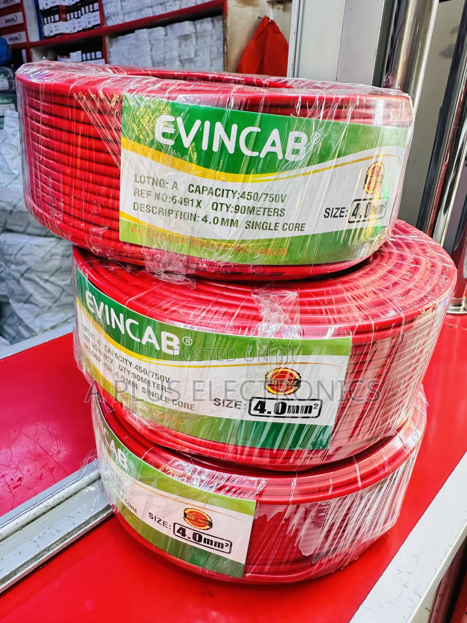 Evincab 4.0mm Single Core Wiring Cable 90m(Red) – Premium Copper