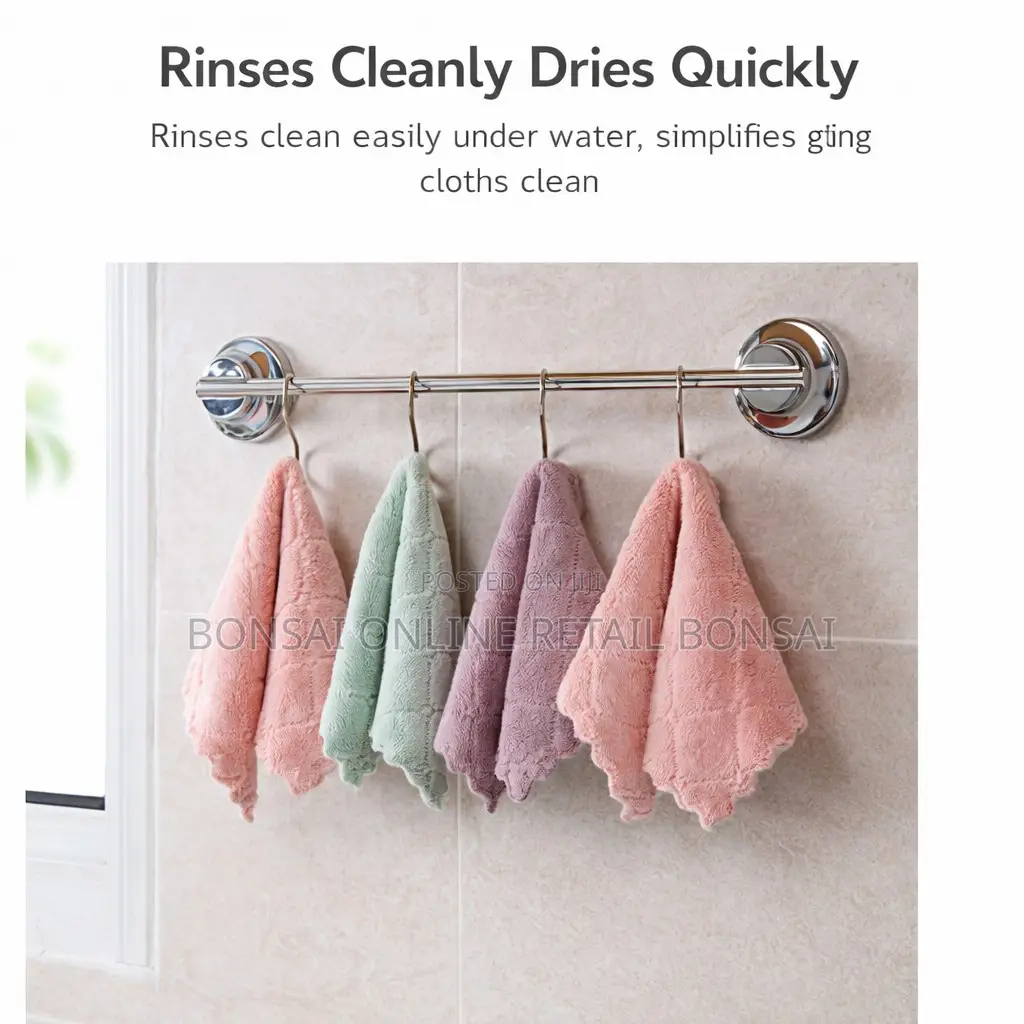 Double-Sided Coral Fleece Dish Cloths Absorbent Non-Oil Kitchen Towels