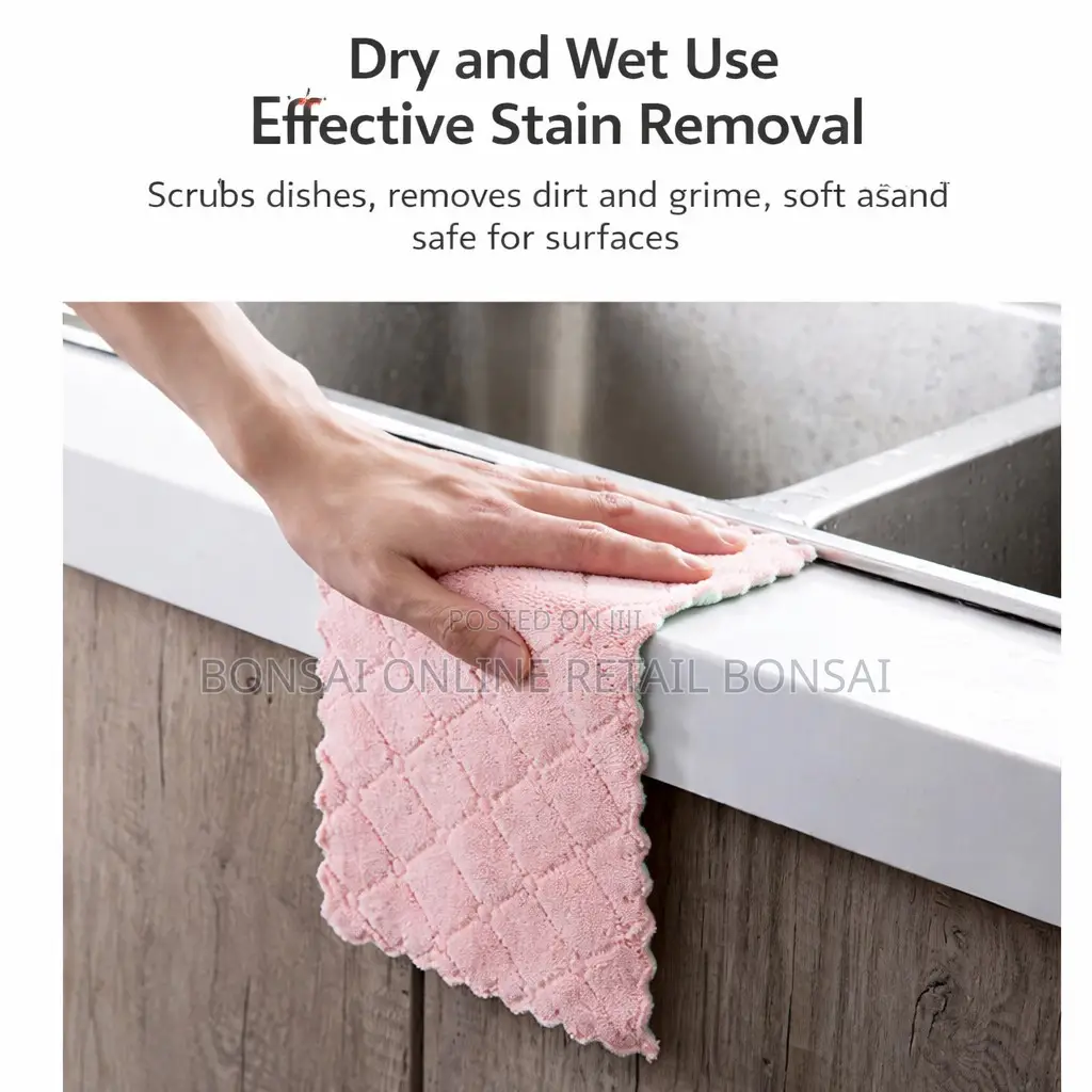 Double-Sided Coral Fleece Dish Cloths Absorbent Non-Oil Kitchen Towels