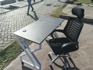 Highback Office Chair and Metallic Study Table Available