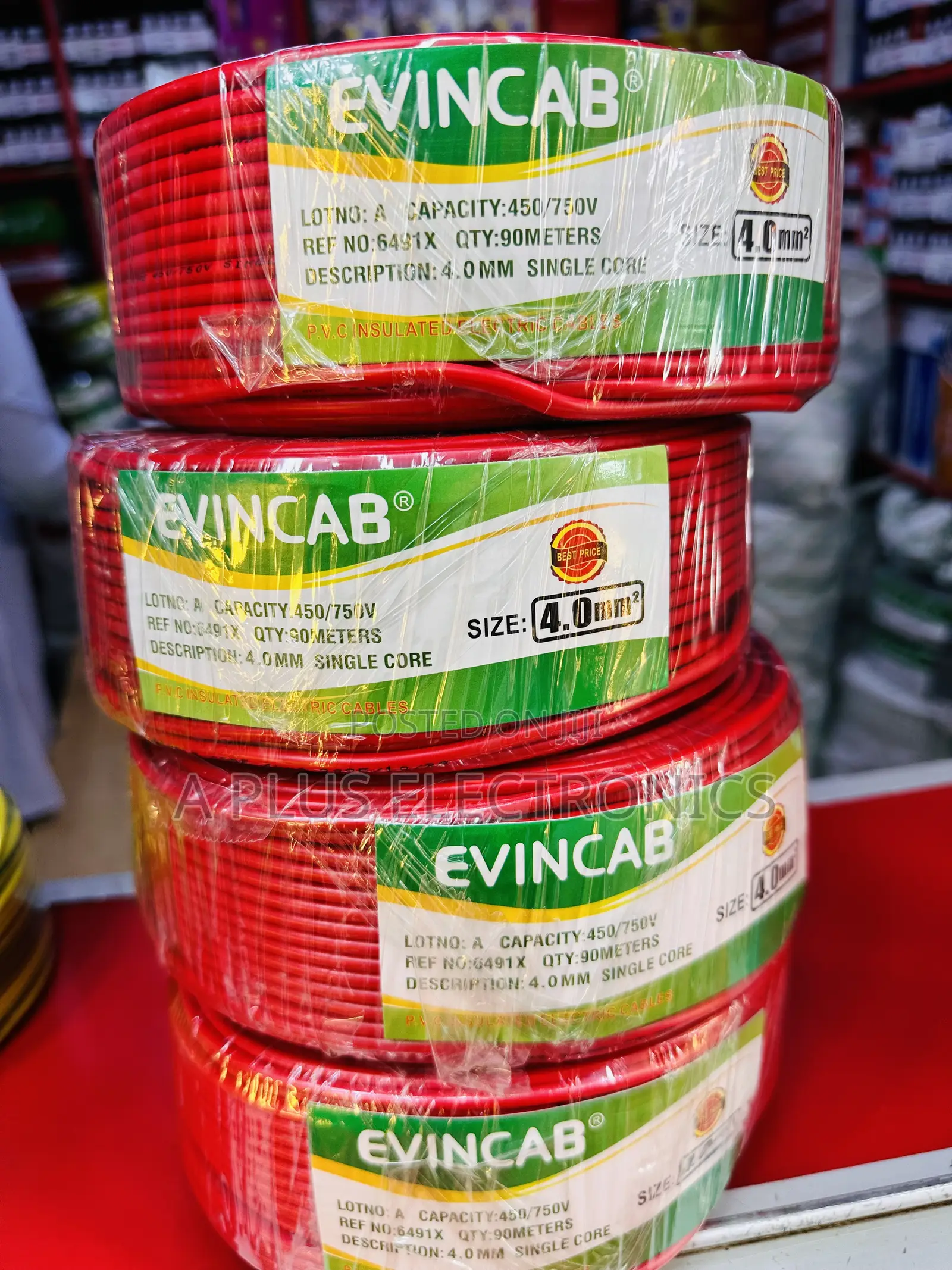 Evincab 4.0mm Single Core Wiring Cable 90m(Red) – High-Grade