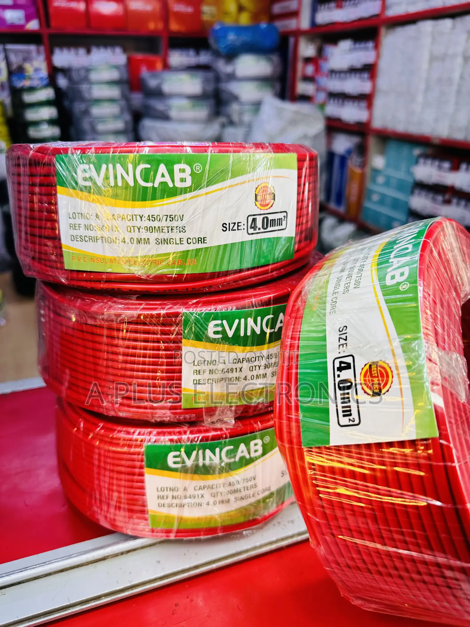 Evincab 4.0mm Single Core Wiring Cable 90m(Red) – High-Grade