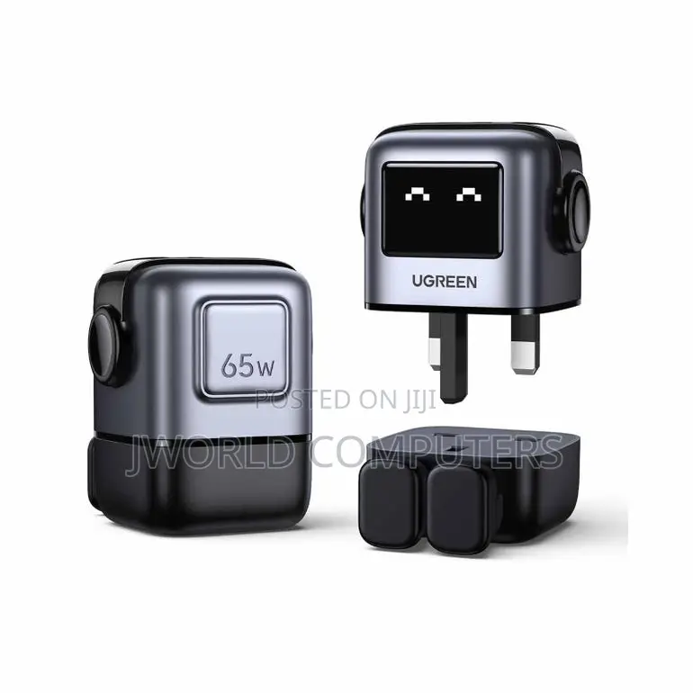Ugreen Uno Robot 65w 3-Port Gan Fast Charger Uk Grey - Cd361