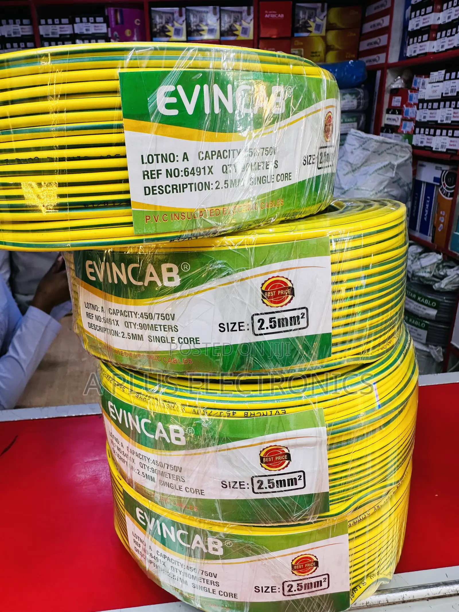 Evincab 2.5mm Single Core Wiring Cable 90m(Yellow Green)-Heavy Duty