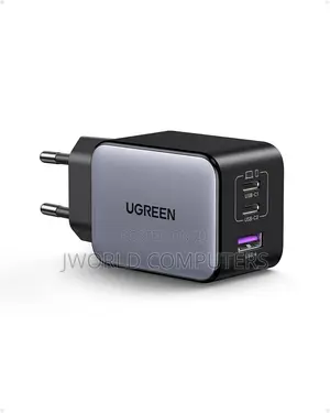 Ugreen 65w 3-Port Gan Fast Charger With Interchangeable Uk/Us/Eu