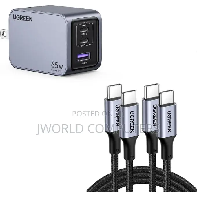 Ugreen Nexode Pro 65w 3-Port Gan Fast Charger Uk Grey