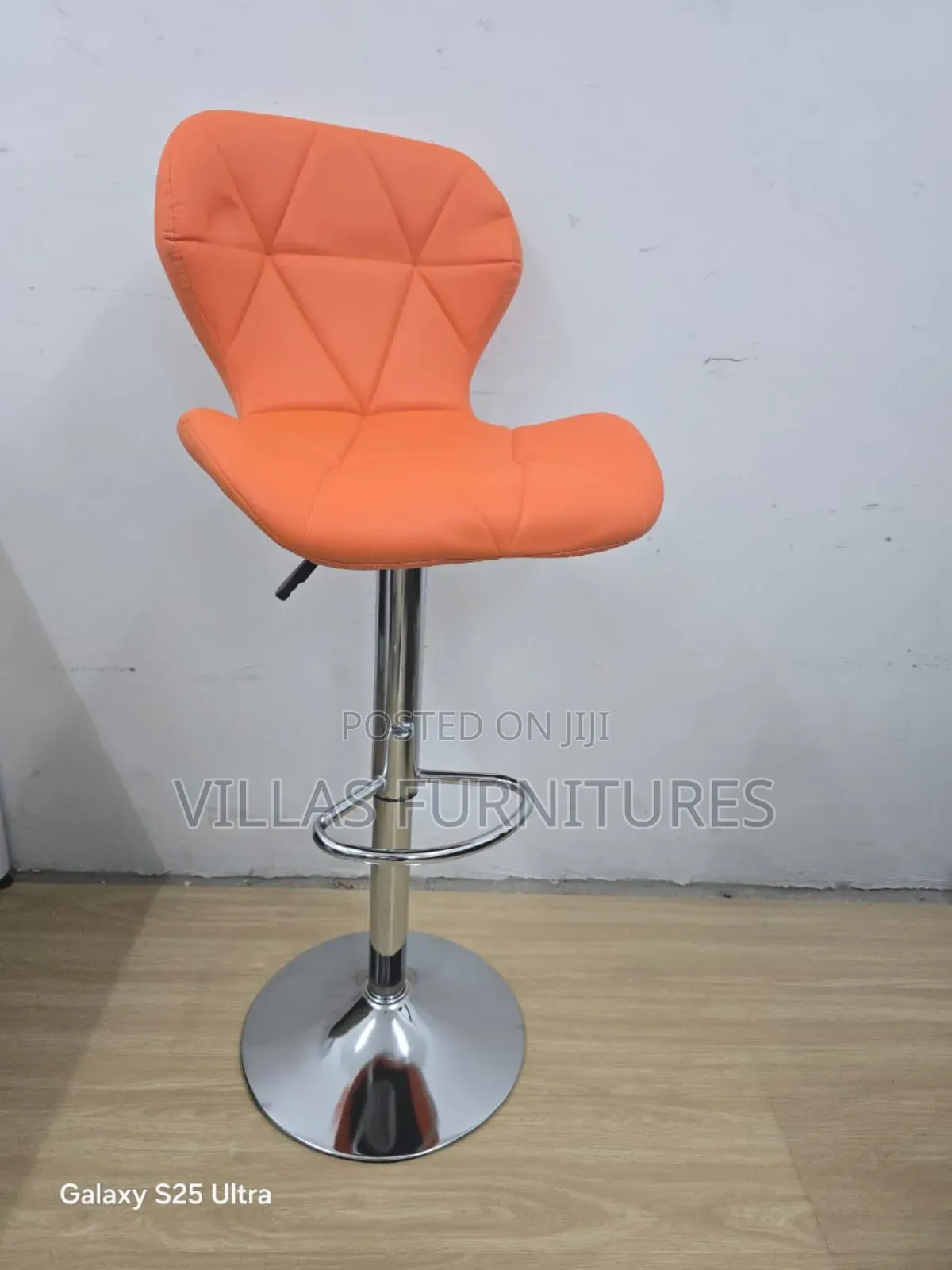 Adjustable Height Orange Bar Stools