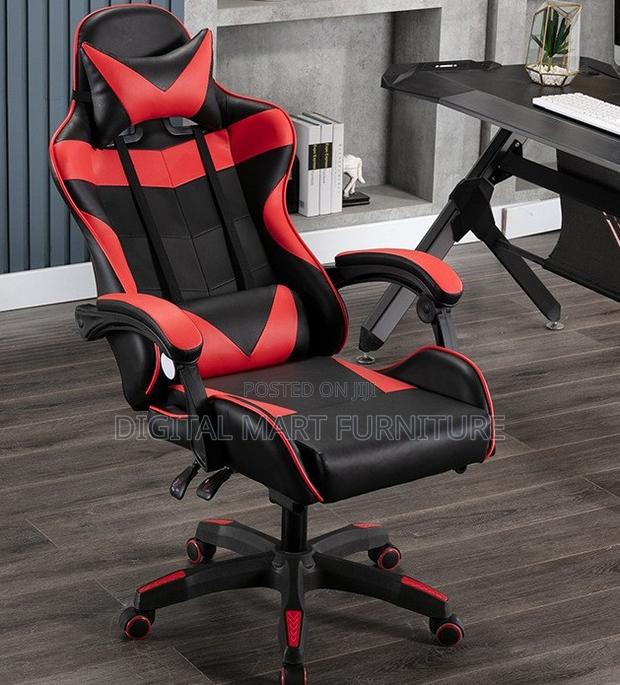 Red Gaming Reclining Chair With Rolling Legs - thumbnail 5