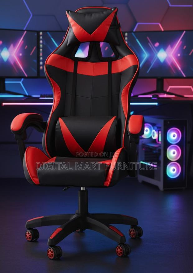 Red Gaming Reclining Chair With Rolling Legs - thumbnail 9