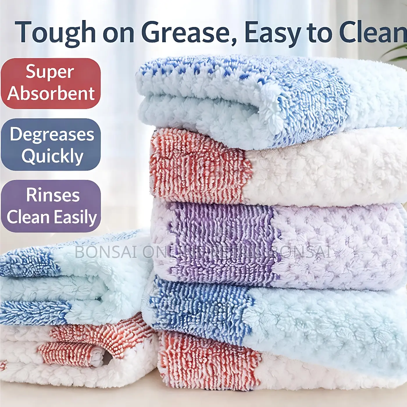 Pack of Absorbent Non-Stick Kitchen Dishcloths, Household Cleaning