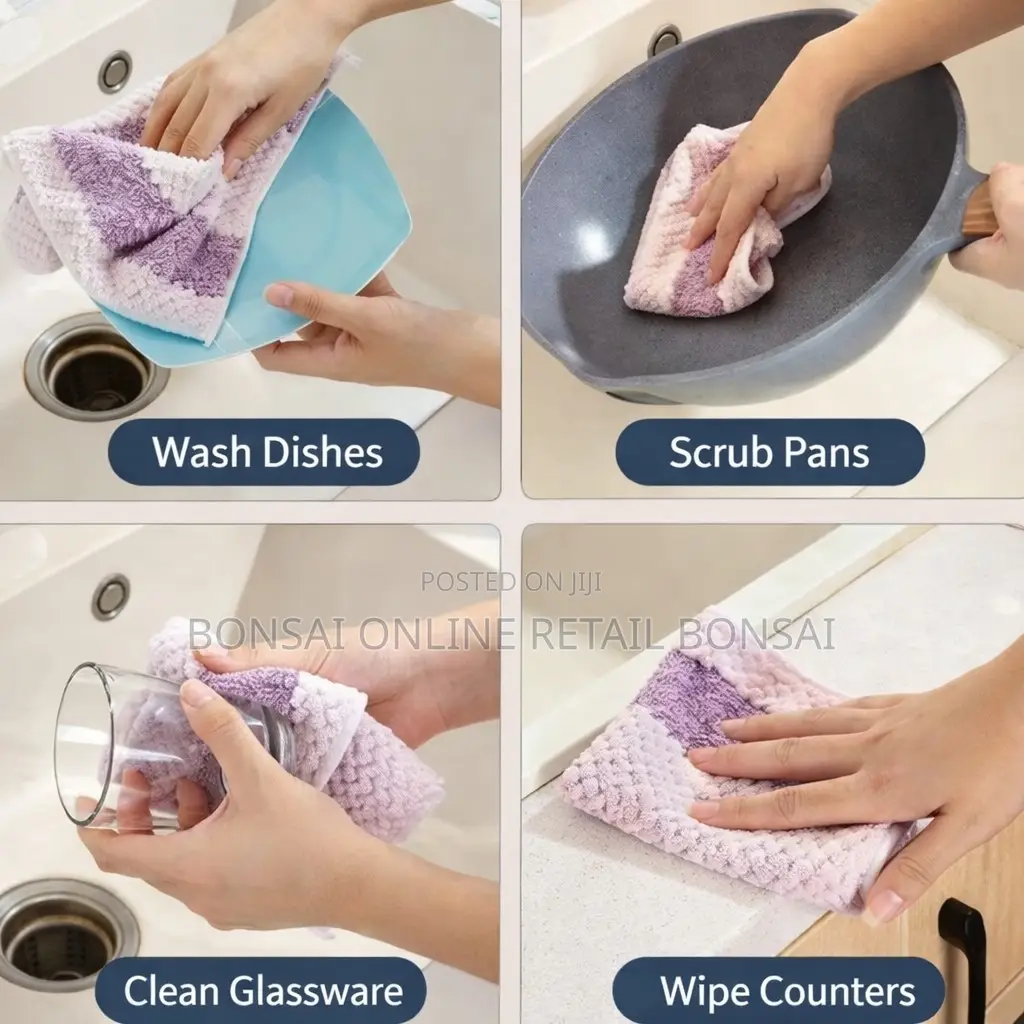 Pack of Absorbent Non-Stick Kitchen Dishcloths, Household Cleaning