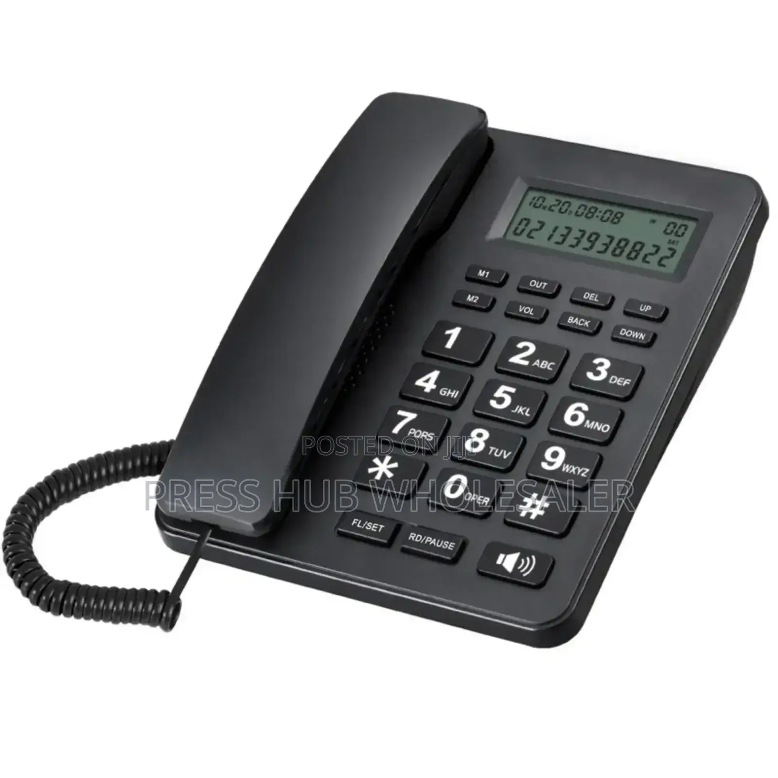 Black Corded Landline Telephone With an LCD Display