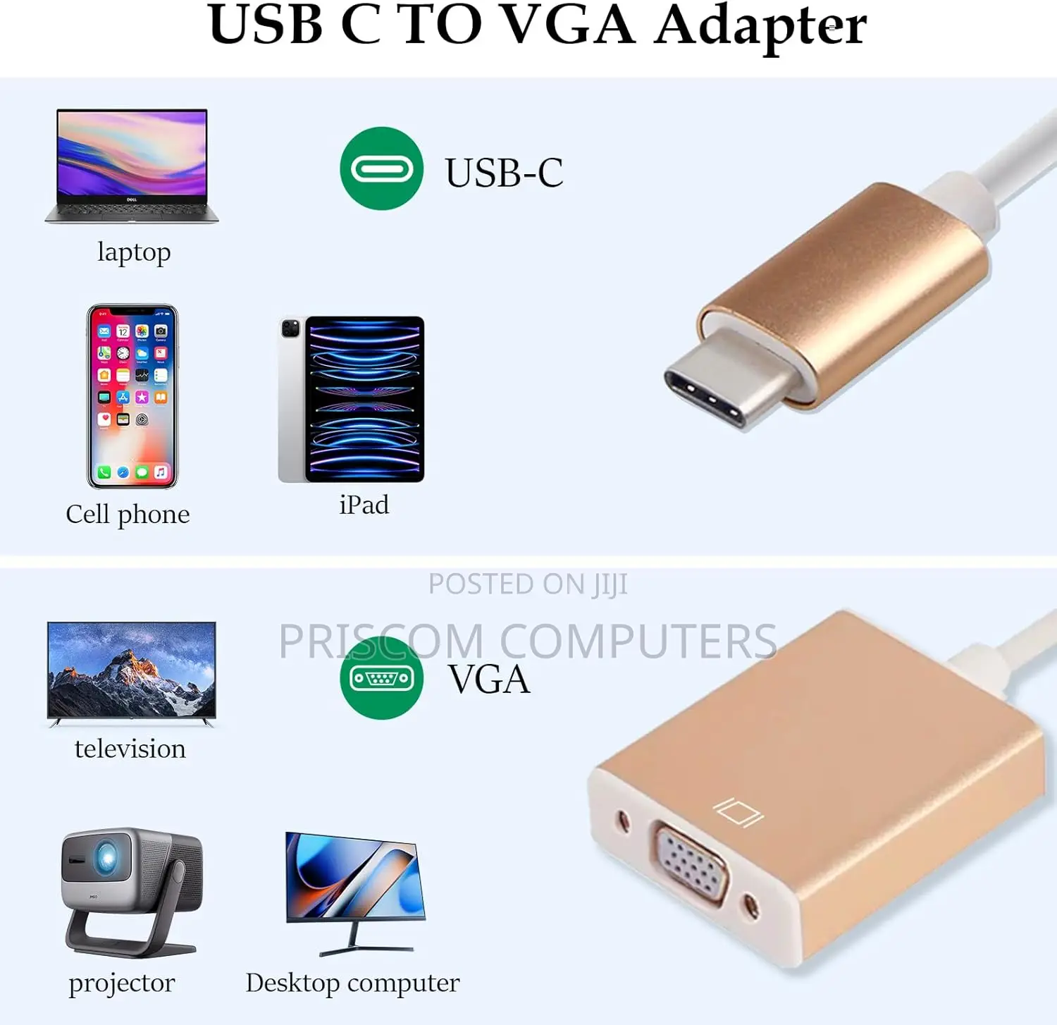 Type C to Vga Female Converter for Computer