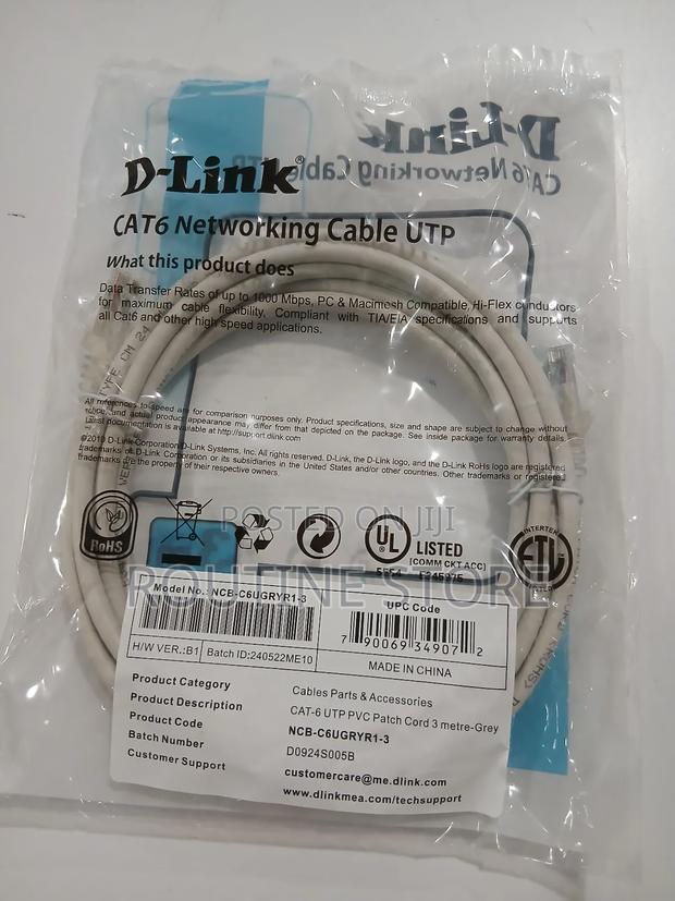 Dlink 3mtr Patchcord Cat 6 Grey