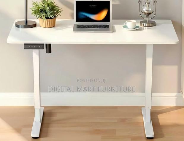 White Modern Adjustable Electrical Study Office Desk - thumbnail 2