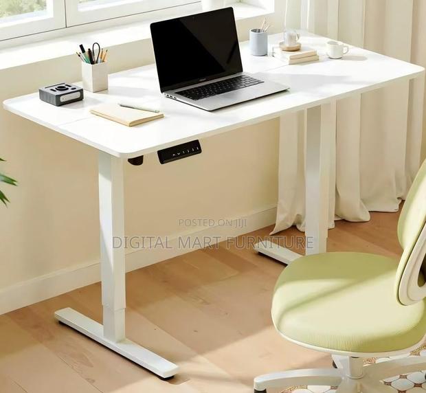 White Modern Adjustable Electrical Study Office Desk - thumbnail 4