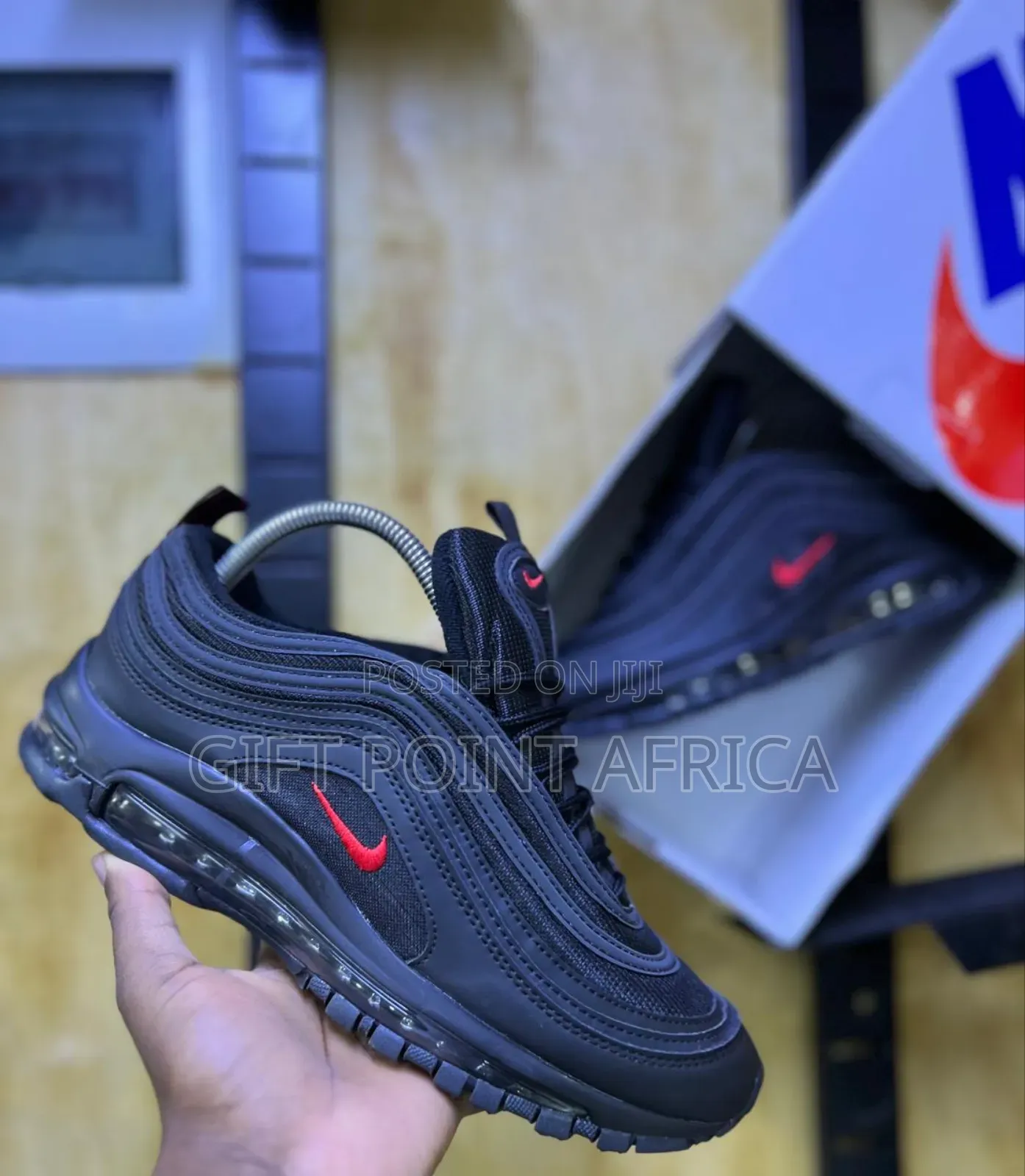 Nike Air Max 97 Shoes In A Black And University Red