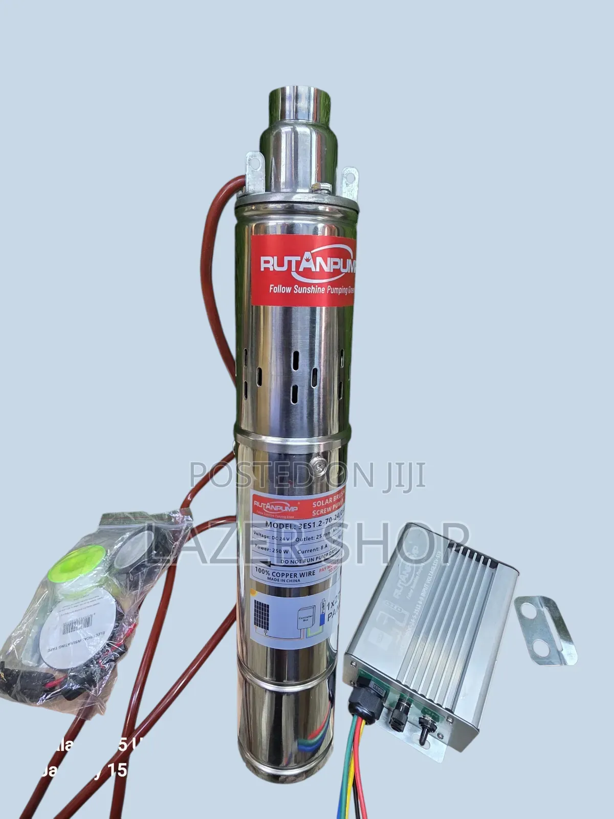 Rutan Solar Pump 70m by 275watts 
Comes With an Inverter