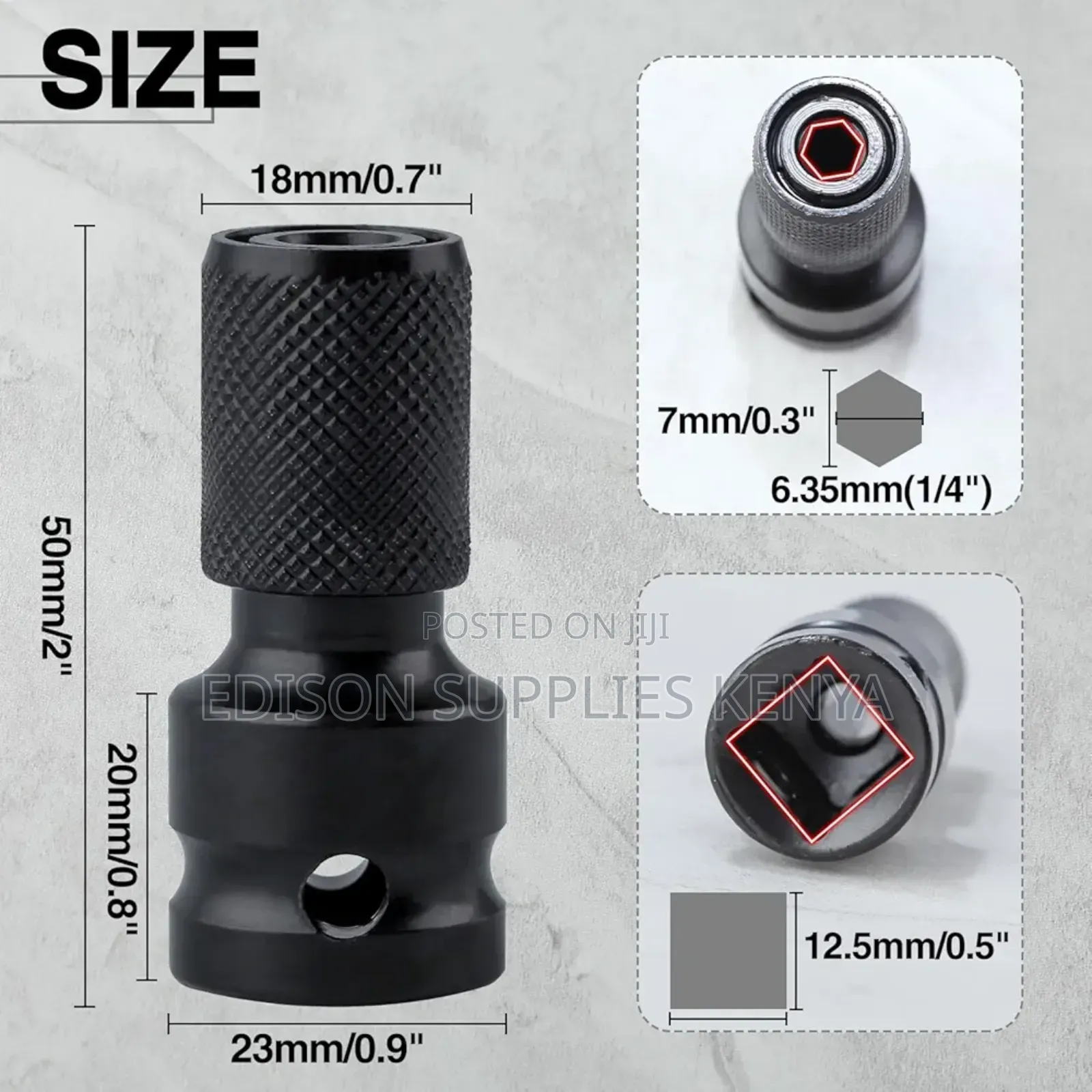 Ingco 1/2" Square Drive to 1/4" Hex Socket Adapter for Impact Wrench