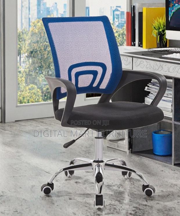 Black Mesh Chair With Blue Finish