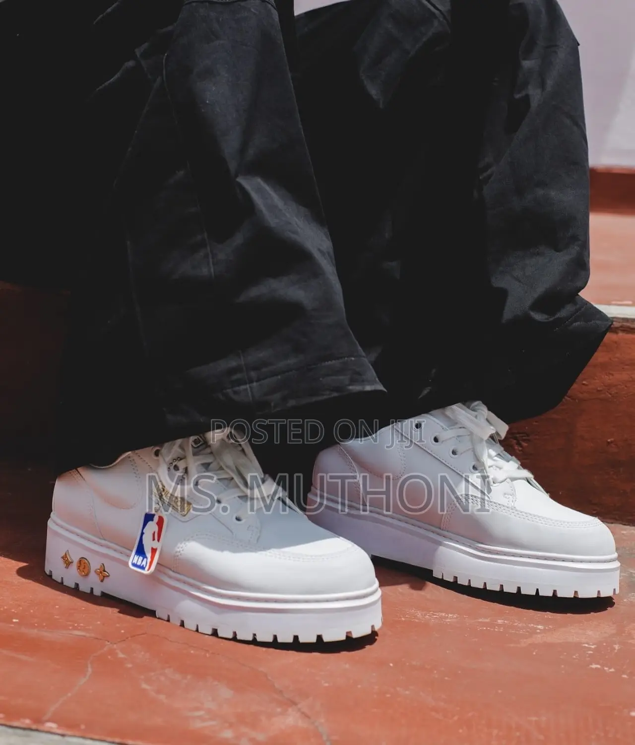 White Louis Vuitton (Lv) Lakers X Nba Sneakers