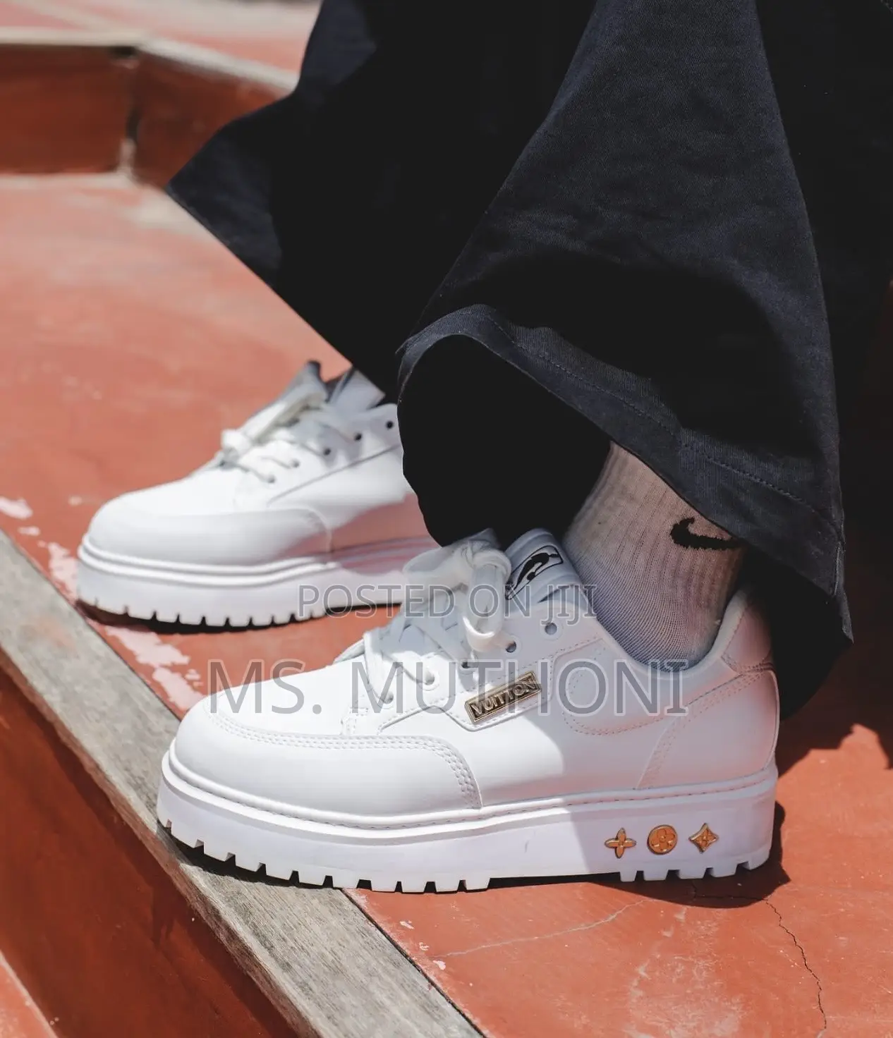 White Louis Vuitton (Lv) Lakers X Nba Sneakers