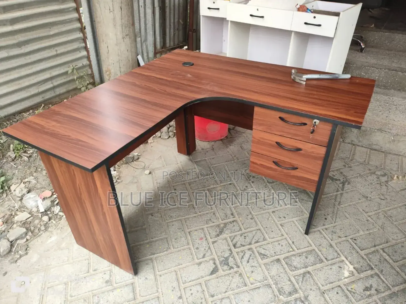 Dark Brown Lshape Office Desk